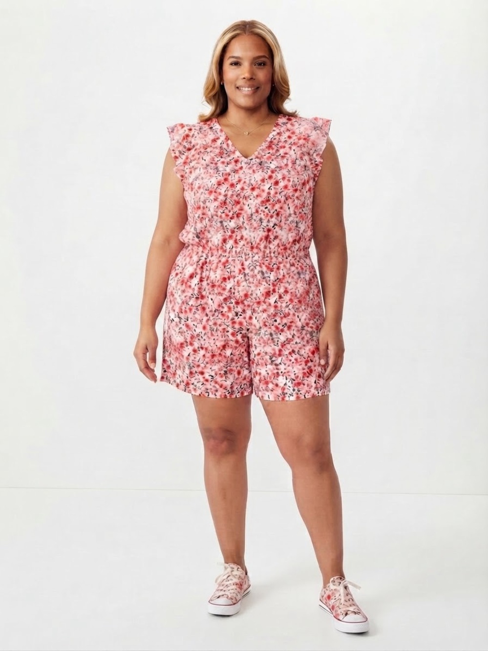 Vero Moda Floral V-Neck Ruffle Romper